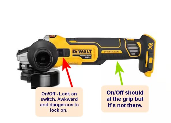 DEWALT 20V MAX* XR Angle Grinder with Kickback Brake, Slide Switch, 4-1/2-Inch, Tool Only (DCG405B) customer photo 2