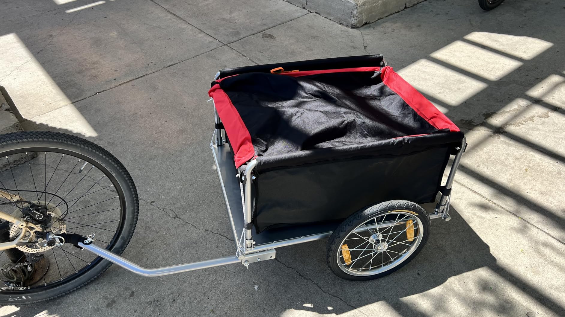 Goplus Bike Cargo Trailer, Foldable Bicycle Trailer with 16” Wheels, Removable Cover, Oxford Fabric, Folding Frame Quick Release, Bike Cart Bike Wagon Trailer for Luggage, Tools, Groceries customer photo 2