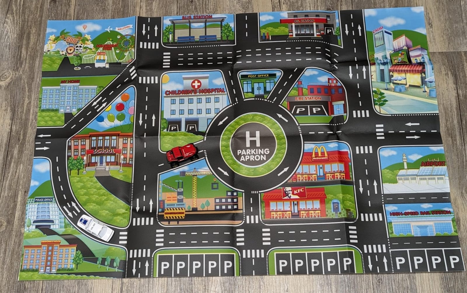City Life Kids Road Traffic Playmat Rug, Non-Slip Carpet Fun Educational for Play Area Playroom Bedroom, Car City Parking Map customer photo 2