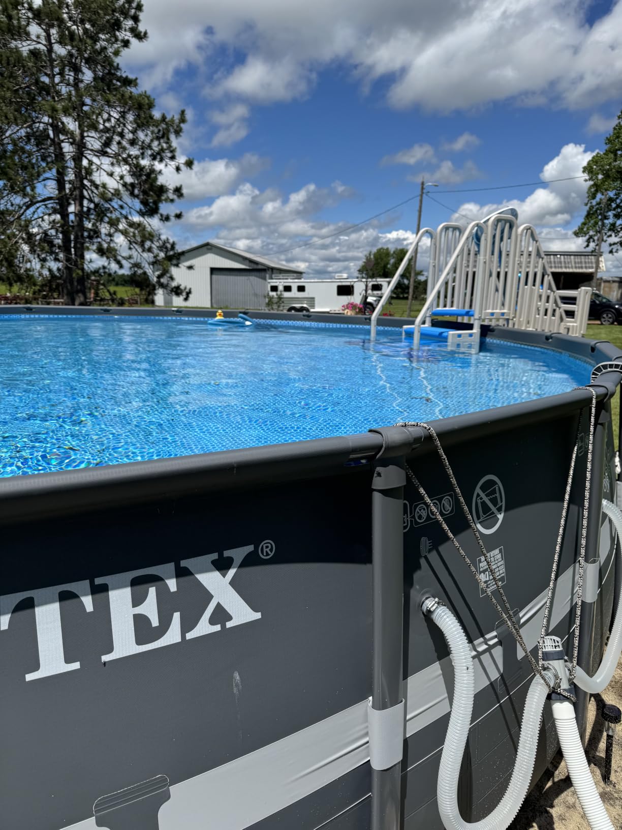 Confer Plastics Step Enclosure System: Above Ground Entry System, Dual Handrails, Slip-Resistant Steps, Supports 400 lbs, Easy Install – Made in USA, Warm Grey with Blue Step-1X Treads customer photo 1