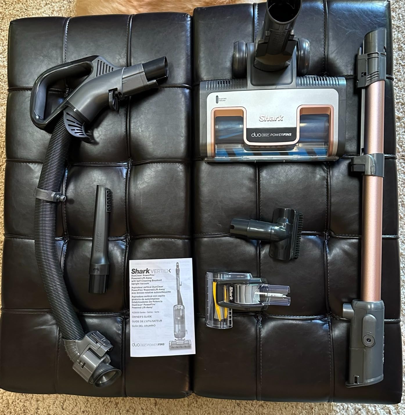 Shark AZ2002 Vertex Powered Lift-Away Upright Vacuum with DuoClean PowerFins, Self-Cleaning Brushroll, Large Dust Cup, Pet Crevice Tool, Dusting Brush & Power Brush, Silver/Rose Gold customer photo 1