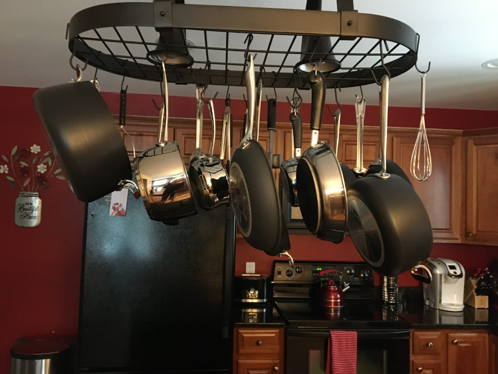 Elegant Designs PR1000-WHT Home Collection 2 Light Kitchen Pot Rack with Downlights, White customer photo 1