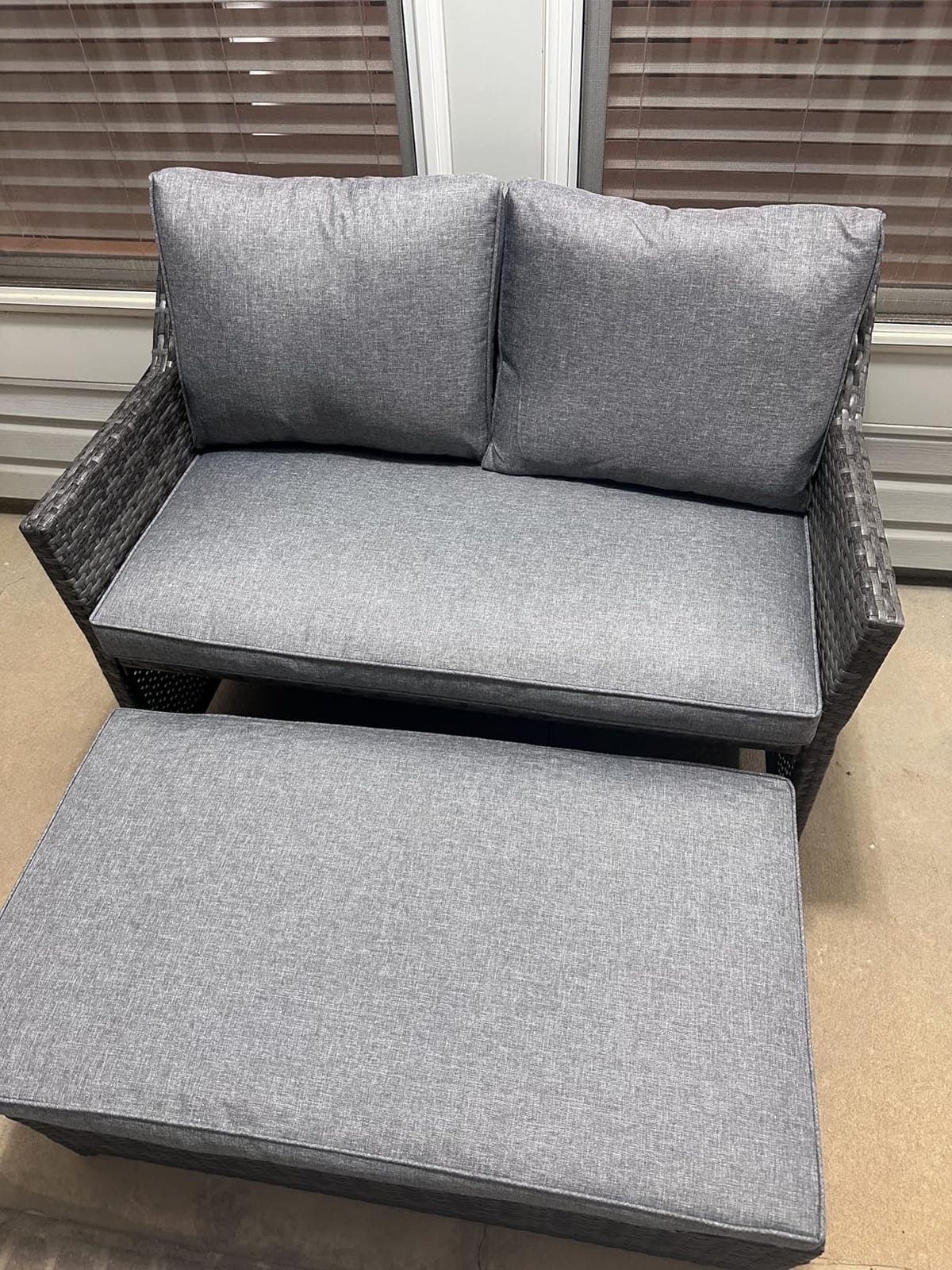 OC Orange-Casual Wicker Patio Loveseat Sofa w/Storage Ottoman, 2 Pcs, Beige | 2-Seat Outdoor Couch,w/Soft Cushions & Built-in Storage Table, Lounge Patio Furniture for Backyard, Porch, Balcony, Apartment customer photo 1