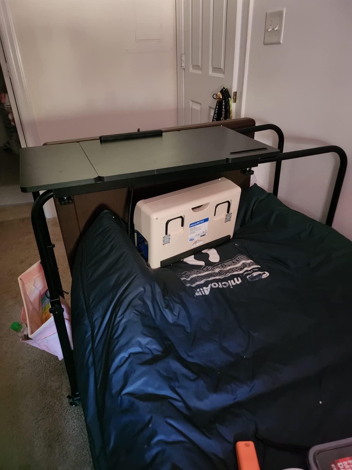 Overbed Laptop Cart Over The Bed Table with Wheels Adjustable Bed Hospital | Height length adjustable portable table hospital bed table tilting top recliner sofa bed table sturdy mobile rolling desk customer photo 2