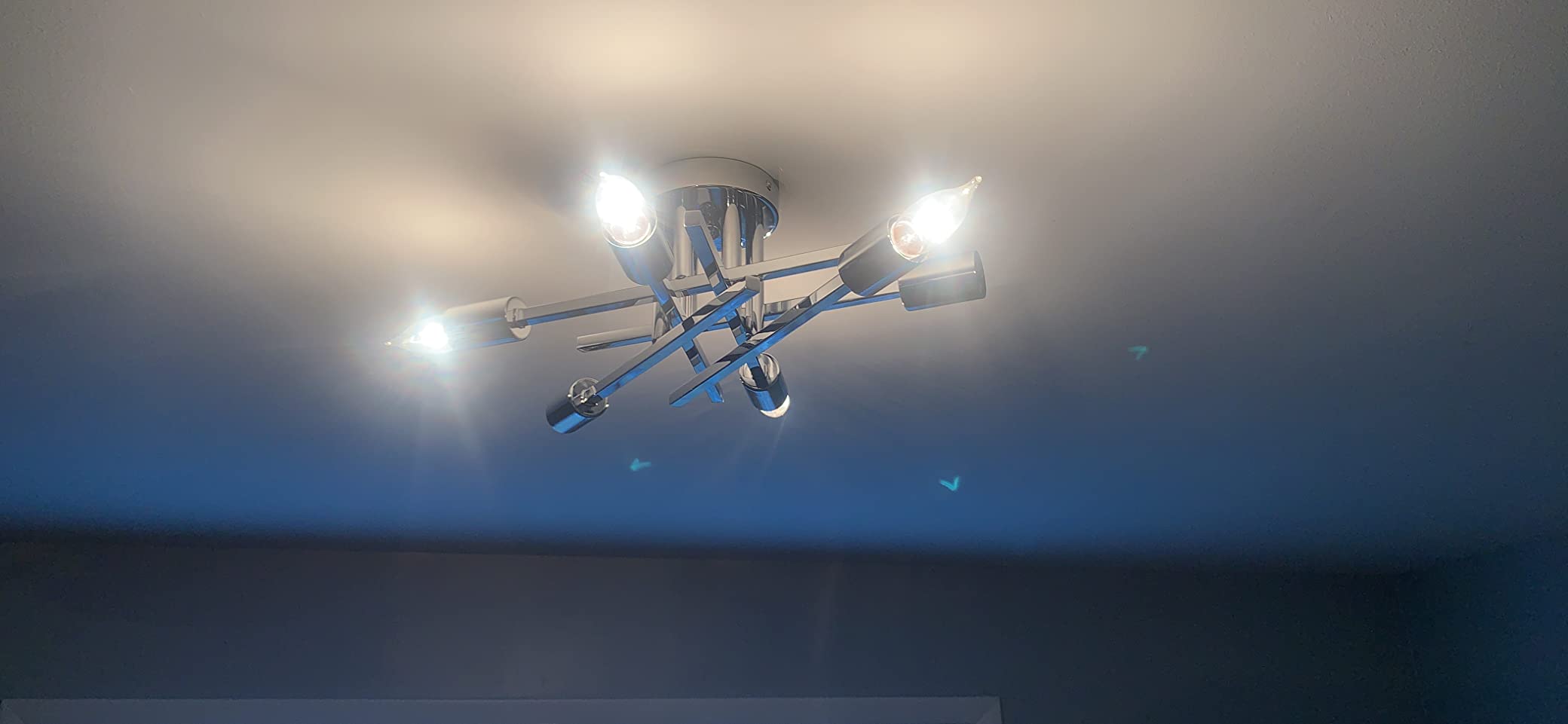 ASGYISA Semi Flush Mount Modern Ceiling Light Fixture, 6 Lights Black Vintage Matte Sputnik Chandelier Ceiling Lamp with E26 Bulb Base for Farmhouse Dining Room Living Room Bedroom Study Kitchen customer photo 1