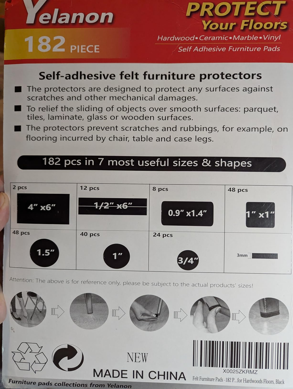 Felt Furniture Pads for Hardwood Floors -Yelanon Felt Pads for Chair Legs customer photo 2