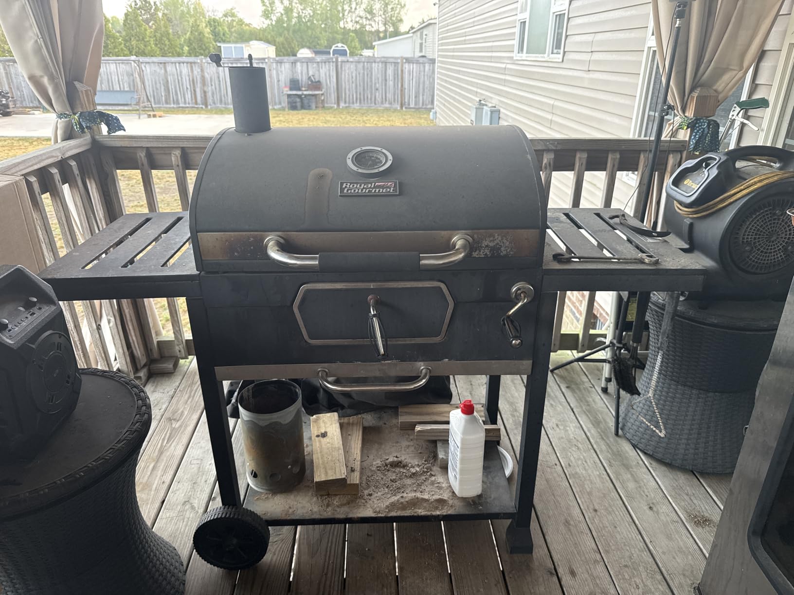 Royal Gourmet CD2030AN Deluxe 30-Inch Charcoal Grill, Collapsible Tables | Large BBQ Smoker, Crank Handle, Front Charcoal Access Door, Temperature Gauge, Picnic Camping Patio Backyard Cooking, Black customer photo 1