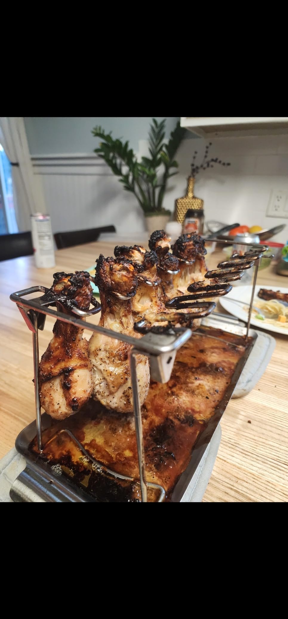 RTT Chicken Leg Rack for Grill with Drip Tray - Easy to Use 12 Slots Chicken Wing Rack - Premium Stainless Steel Chicken Drumstick Rack for Smoker - Chicken Drumstick Holder for Grill Accessories customer photo 1