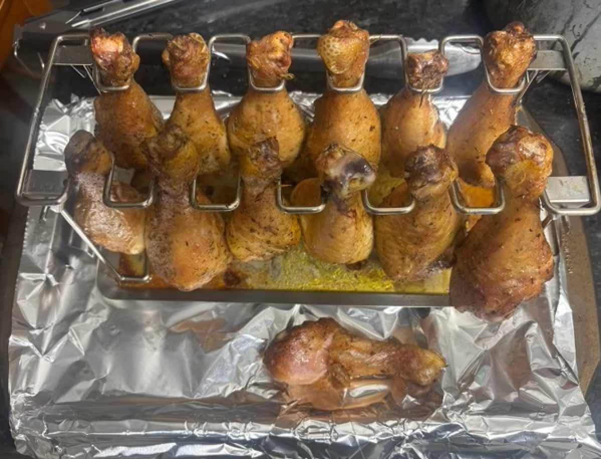 RTT Chicken Leg Rack for Grill with Drip Tray - Easy to Use 12 Slots Chicken Wing Rack - Premium Stainless Steel Chicken Drumstick Rack for Smoker - Chicken Drumstick Holder for Grill Accessories customer photo 2