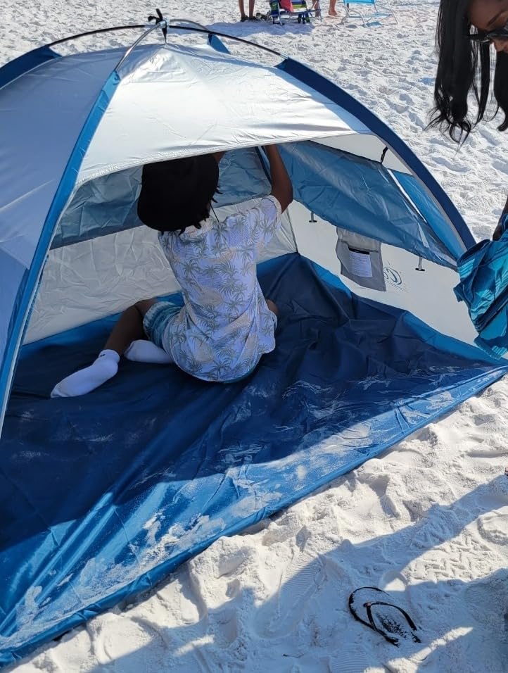 COMMOUDS Beach Tent Sun Shelter for 3/4/6/8 Person, UPF 50+ UV Protection Beach Shade Canopy Tent, Lightweight, Easy Set Up and Carry customer photo 1