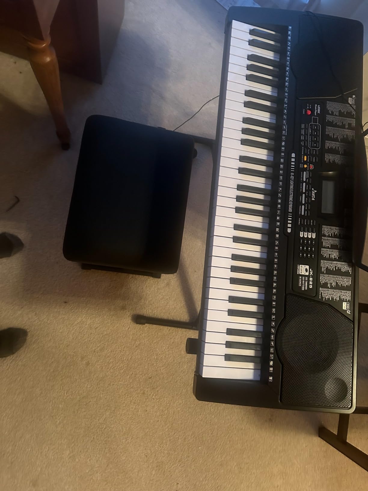 JIKADA 61 Key Portable Electronic Keyboard Piano, 3 Teaching Modes | Electric Keyboard Piano Set w/Lighted Keys, Stand, Stool, LCD Screen, Built-In Speakers, Headphones, Microphone, Note Stickers customer photo 1