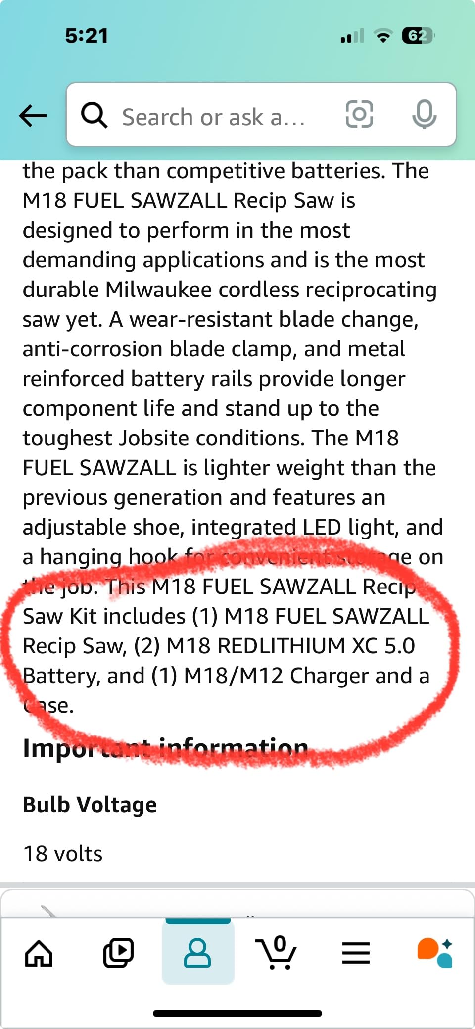 Milwaukee 2821-22 18V Li-Ion Brushless Cordless SAWZALL Reciprocating Saw Kit customer photo 1