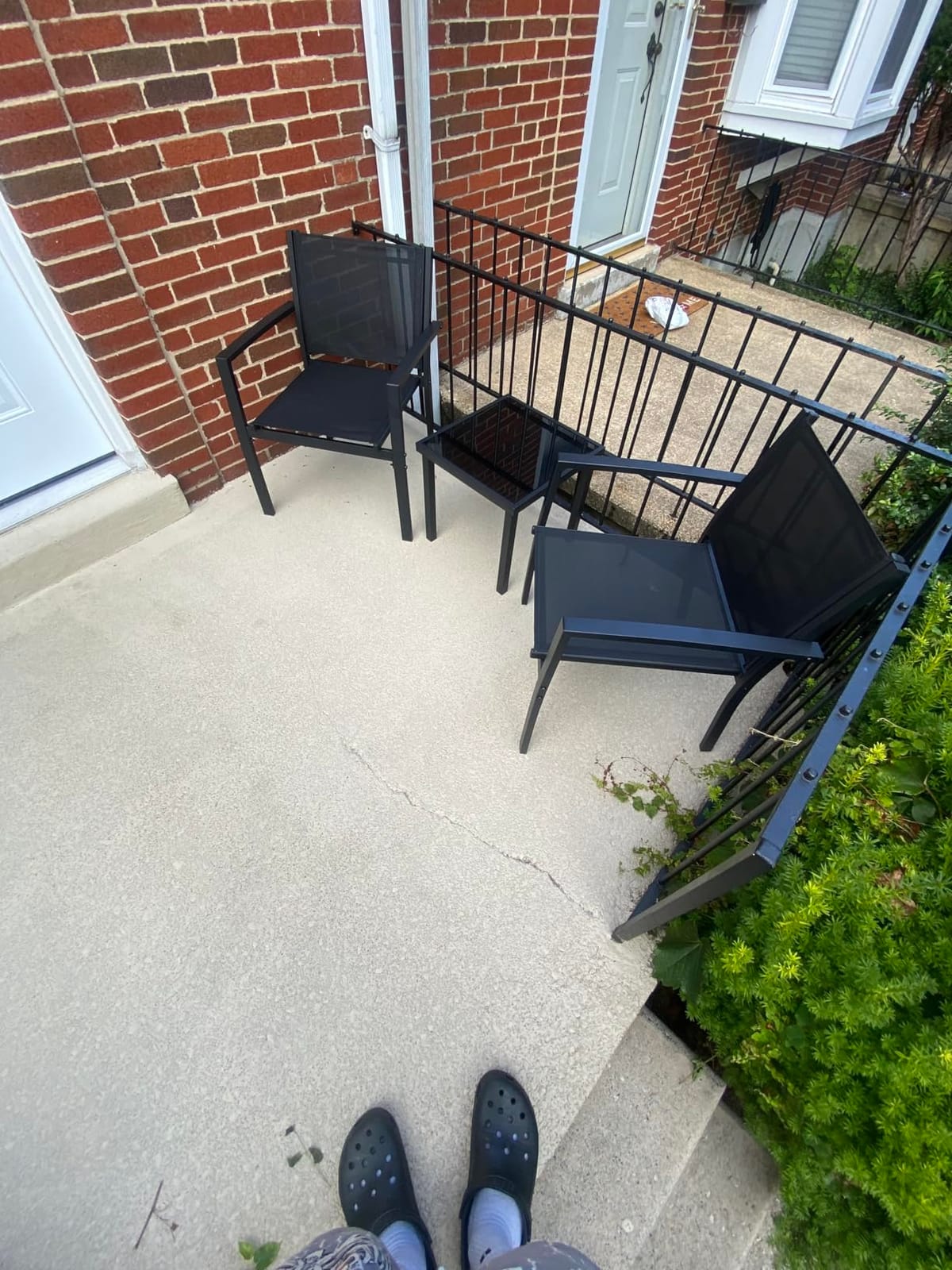 Homall 3 Pieces Patio Furniture Set Outdoor Patio Conversation Textilene Bistro Set Modern Porch Lawn Chairs with Coffee Table for Home and Balcony (Black) customer photo 2
