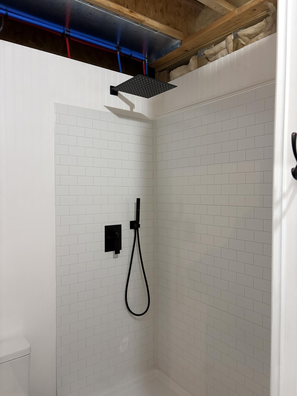 Aolemi Shower System with Rain Head and Handheld, 12-Inch, Matte Black | High-Pressure Shower Faucet Set with Dual-Function Handheld, Rough-In Valve, 1.8 GPM, Wall-Mount Trim Kit customer photo 1