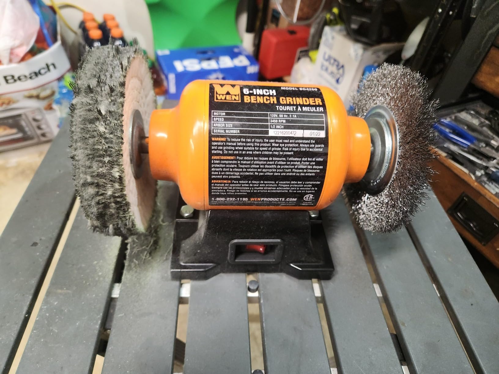 WEN BG4260 2.1-Amp 6-Inch Single Speed Bench Grinder, Orange,black customer photo 1