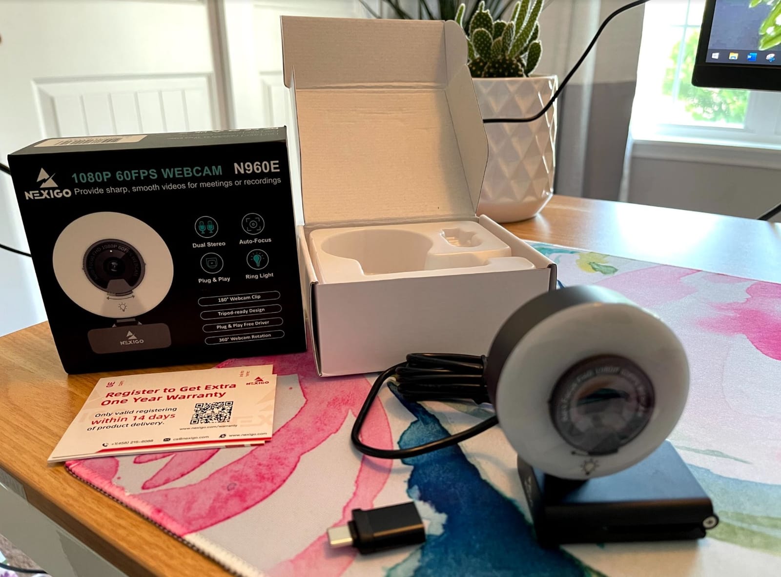 NexiGo N960E 1080P 60FPS Webcam with Light, Software Included, Fast AutoFocus, Built-in Privacy Cover, USB Web Camera, Dual Stereo Microphone, for Zoom Meeting Skype Teams Twitch customer photo 2