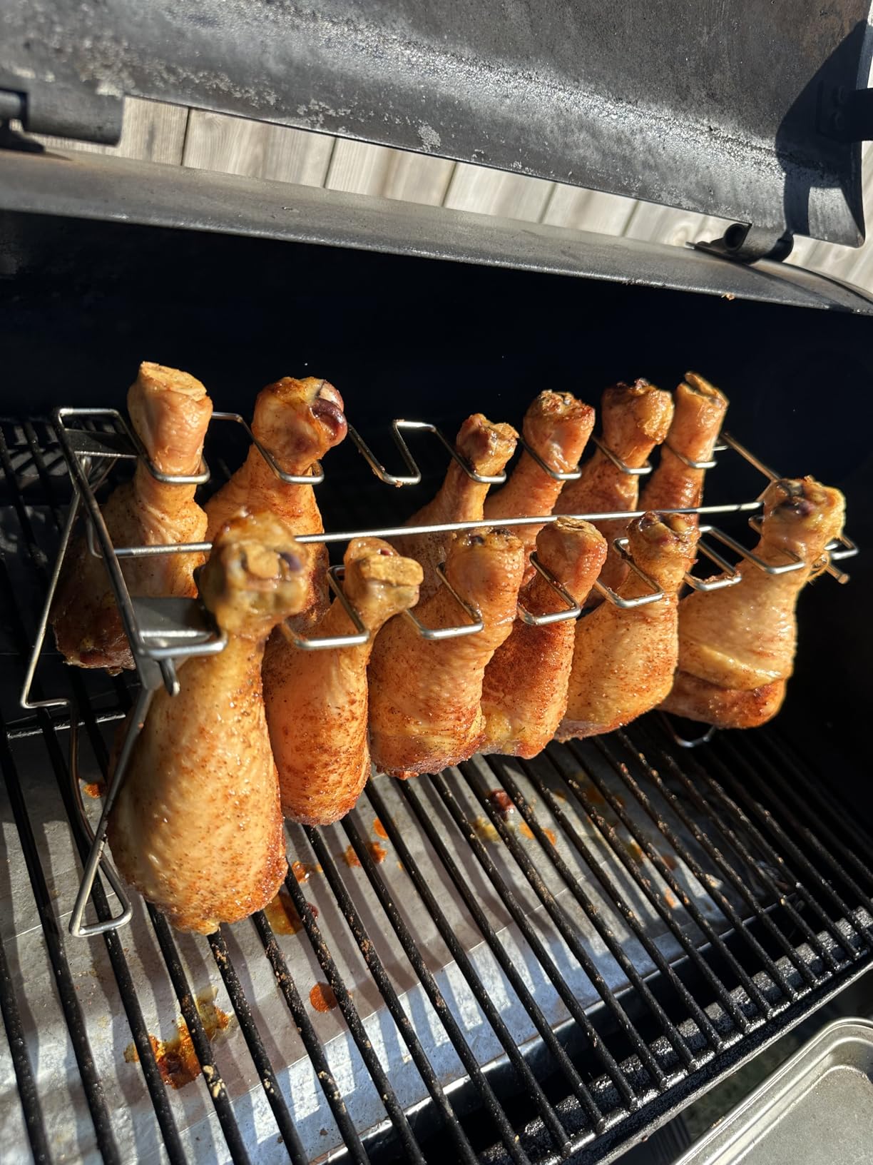 Chicken Leg And Wing Rack For Grill Smoker Oven - Easy To Use 14 Slots Chicken Leg Rack - High Grade Stainless Steel Chicken Wing Rack Chicken Drumstick Holder For Perfect Cook (1 Pack) customer photo 1