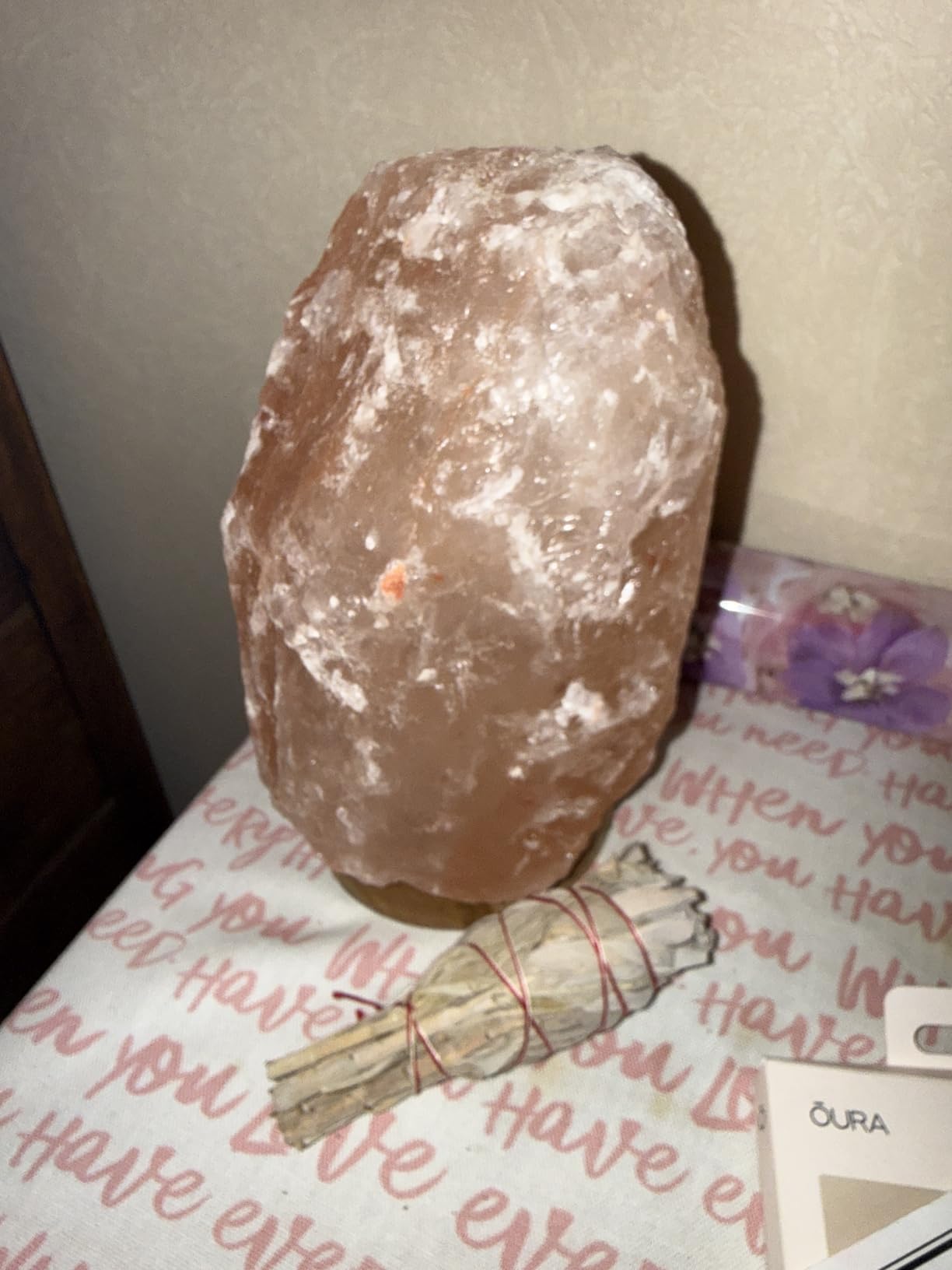 d'aplomb Natural Himalayan Salt Lamp;Large Hand Carved Natural Chunk | 100% Authentic Pink Crystal Rock Salt from Himalayan Mountains; Dimmer Cord; 12 lbs customer photo 1