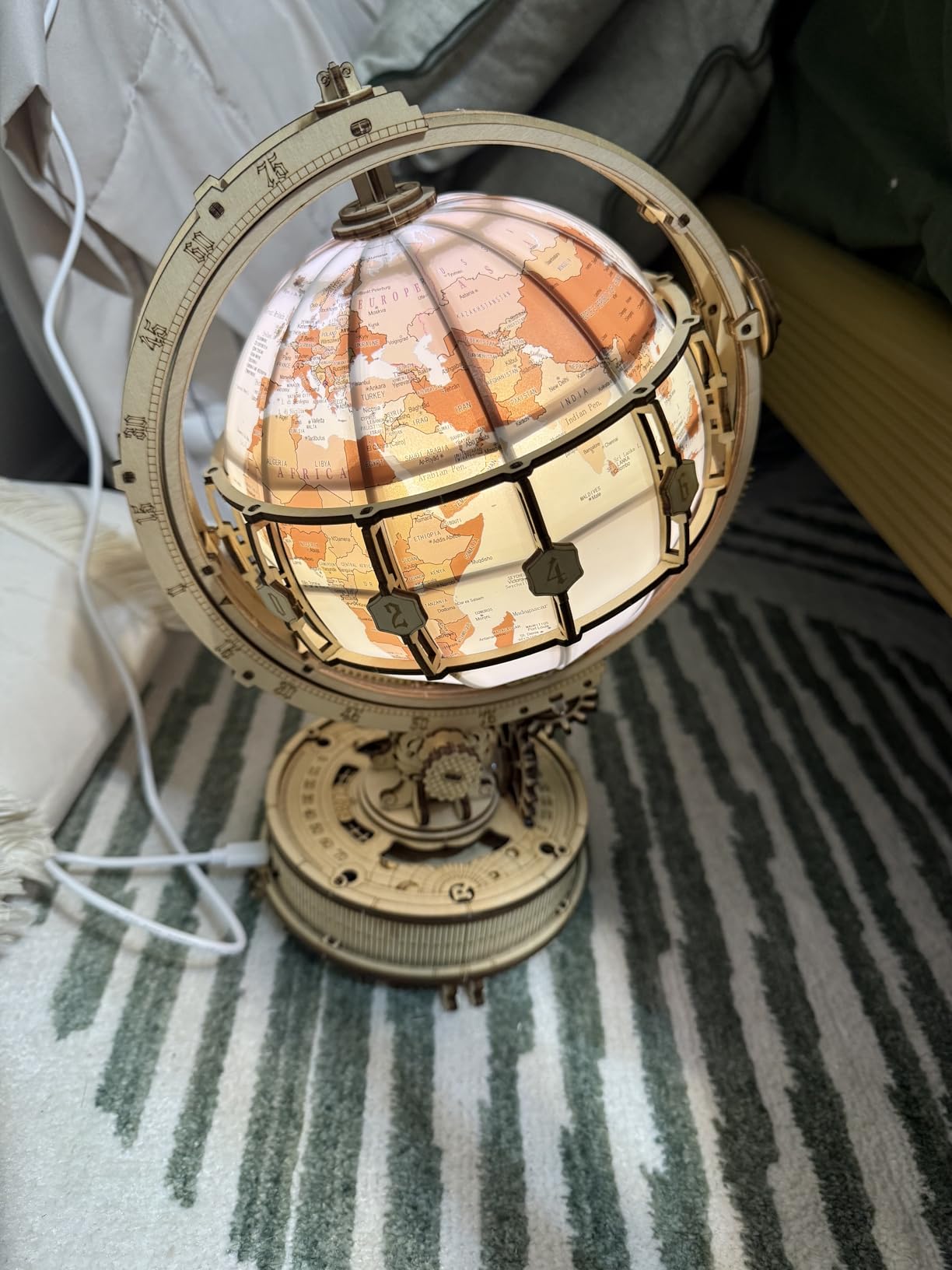 ROKR 3D Wooden Puzzles for Adults Illuminated Globe with Stand 180pcs 3D Puzzles Built-in LED Model Kit Hobby Gifts for Adults Home Decor customer photo 1