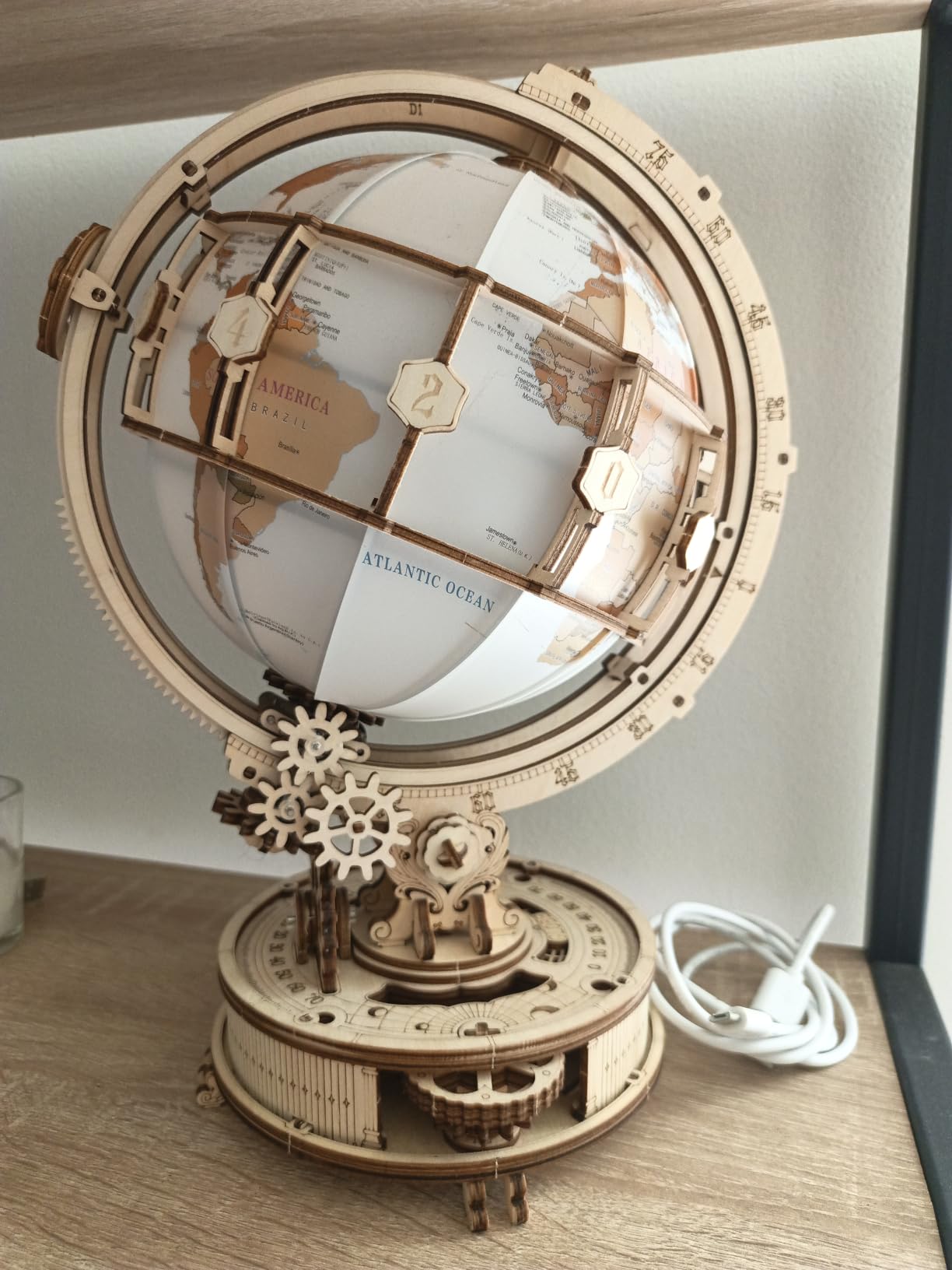 ROKR 3D Wooden Puzzles for Adults Illuminated Globe with Stand 180pcs 3D Puzzles Built-in LED Model Kit Hobby Gifts for Adults Home Decor customer photo 2