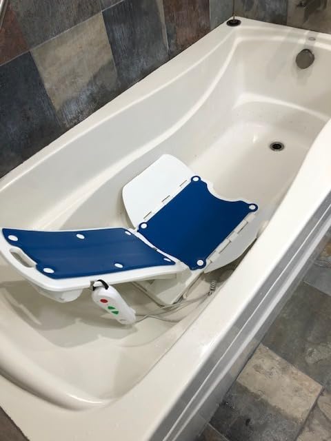 BathLyft (& Floor Lift) | 1 Year Warranty | Floor Lift & Chair Lift | Lightweight, Battery-Operated w Remote | Reclining 53 Degree Support | for Seniors & Disabled | FSA HSA Eligible (Blue) customer photo 1