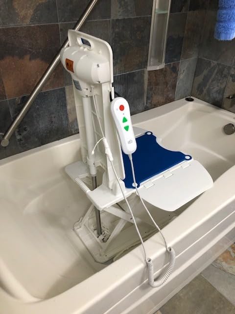 BathLyft (& Floor Lift) | 1 Year Warranty | Floor Lift & Chair Lift | Lightweight, Battery-Operated w Remote | Reclining 53 Degree Support | for Seniors & Disabled | FSA HSA Eligible (Blue) customer photo 2