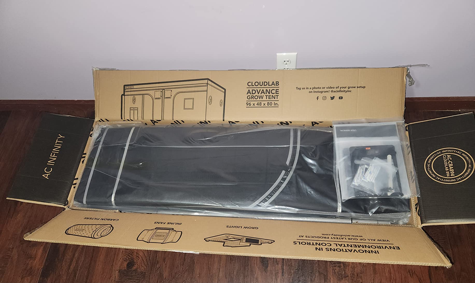 AC Infinity CLOUDLAB, Advance Grow Tent | Largest Zipper Window, 2000D Mylar Canvas, 1