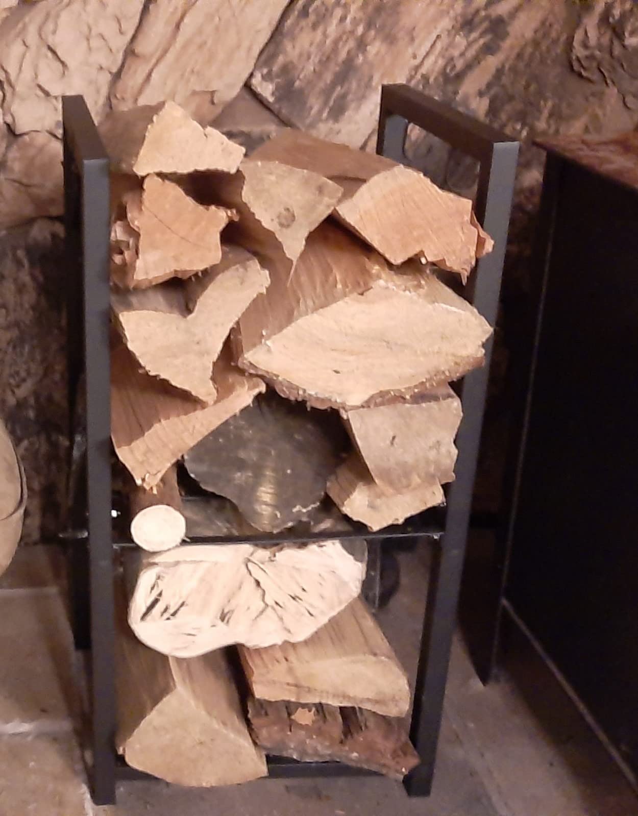 Koutemie Firewood Rack Indoor, 2 Tier Small Firewood Log Storage Holder customer photo 1