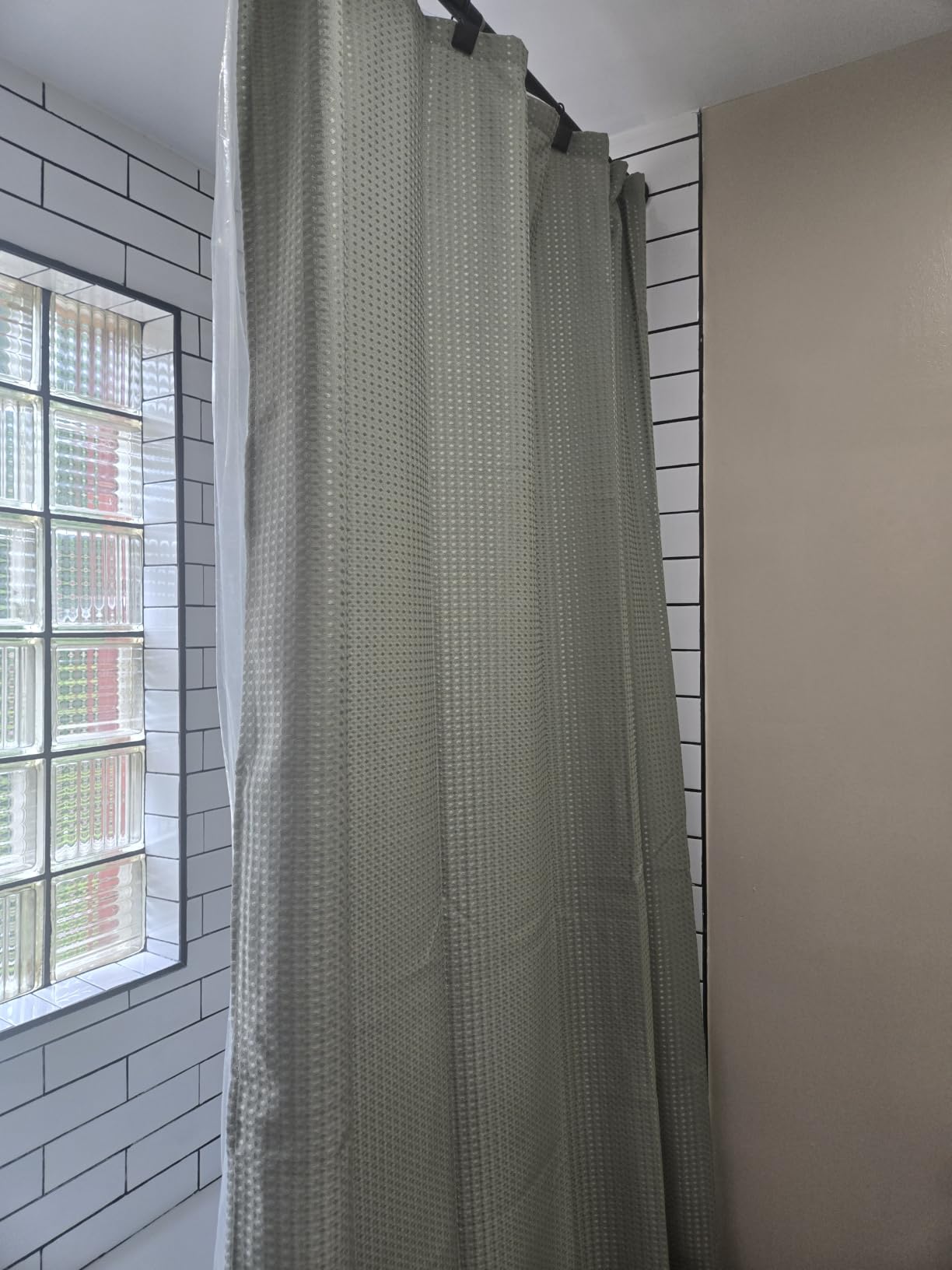 Dynamene Waffle Shower Curtain 256 GSM Heavy Duty Fabric 72