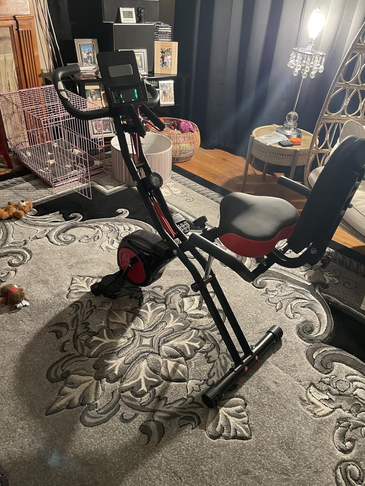 3-IN-1 Exercise Bike with Luminous Digits Display | Folding Stationary Bikes for Home Seniors | Compact Workout Bike with Fully Support Backrest - Wider Seat - 16 Level Magnetic Resistance customer photo 2