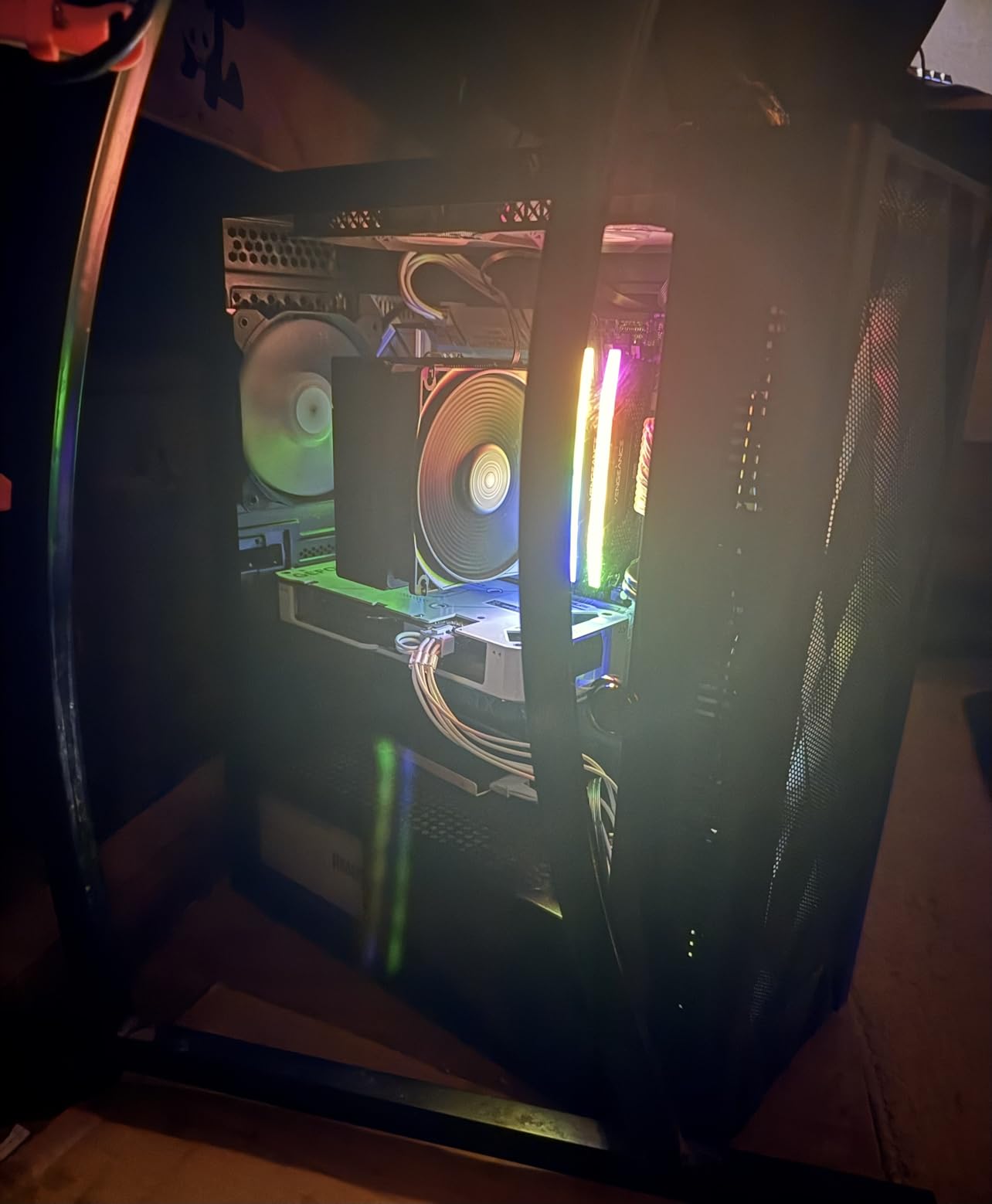 MUSETEX ATX PC Case Pre-Install 6 PWM ARGB Fans, Polygonal Mesh Computer Gaming Case, Opening Tempered Glass Side Panel Mid-Tower Case, USB 3.0 x 2, Black, NN8 customer photo 1