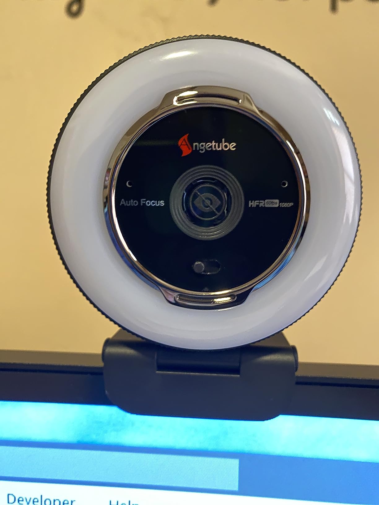 Angetube Streaming Webcam with Microphone, USB 1080P Web Cam w/Ring Light customer photo 2
