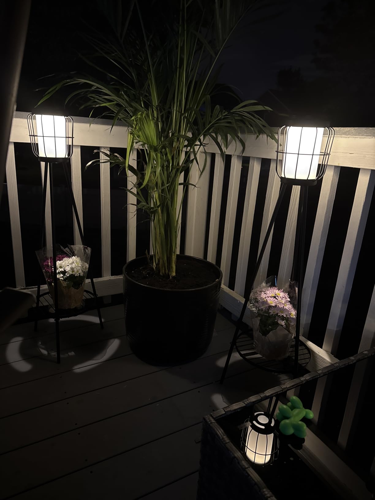 VISFLAIR 2 Pack Solar Lights with Plant Stand, Outdoor Floor Lamps, Waterproof Solar Powered Floor Lamps for Patio Deck Porch Yard Garden Decor customer photo 2