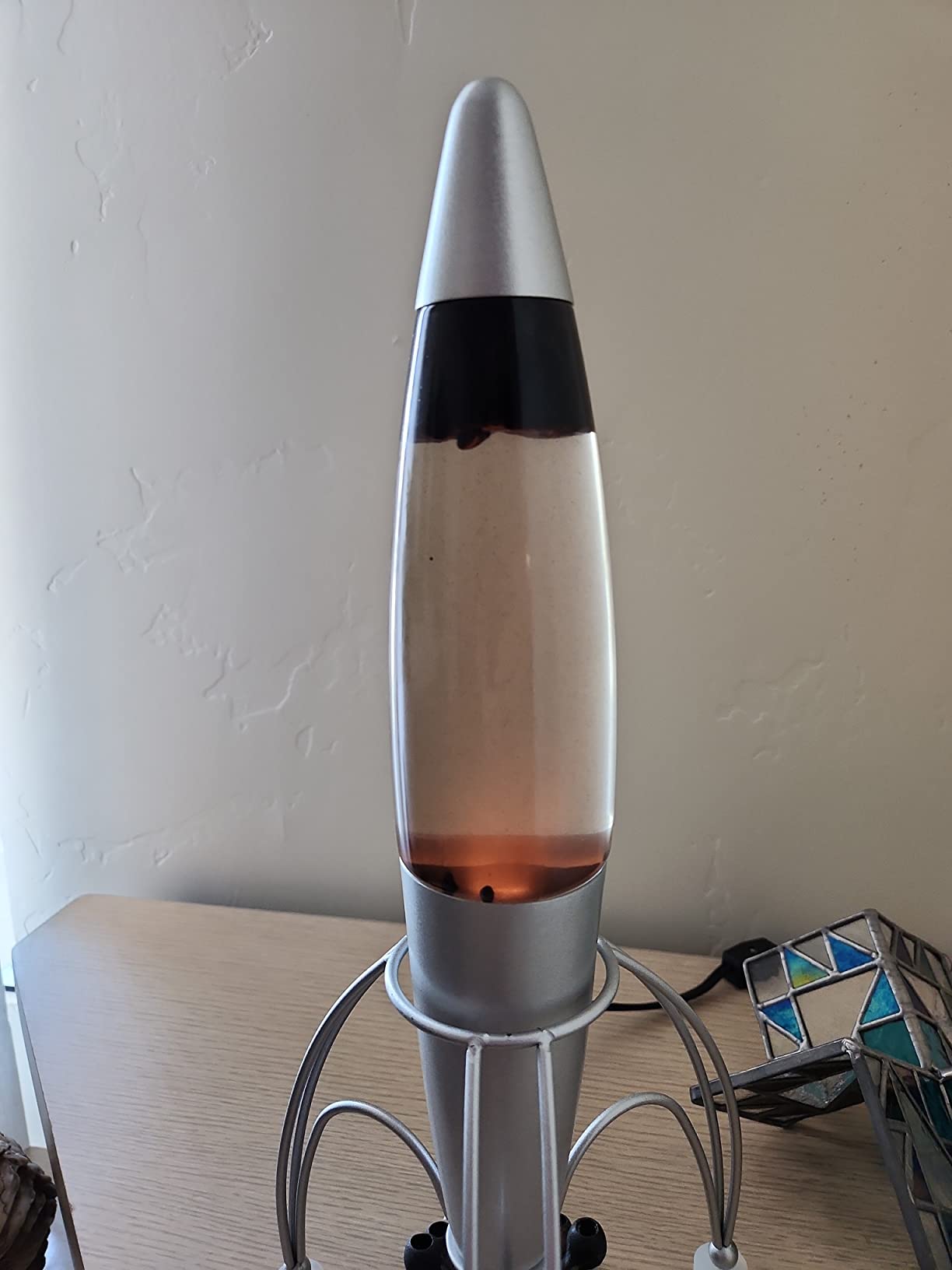 Retro Rocket Ship Ferrofluid Lava Lamp with Magnetic Black Wax and Clear Liquid, 15 inch customer photo 1