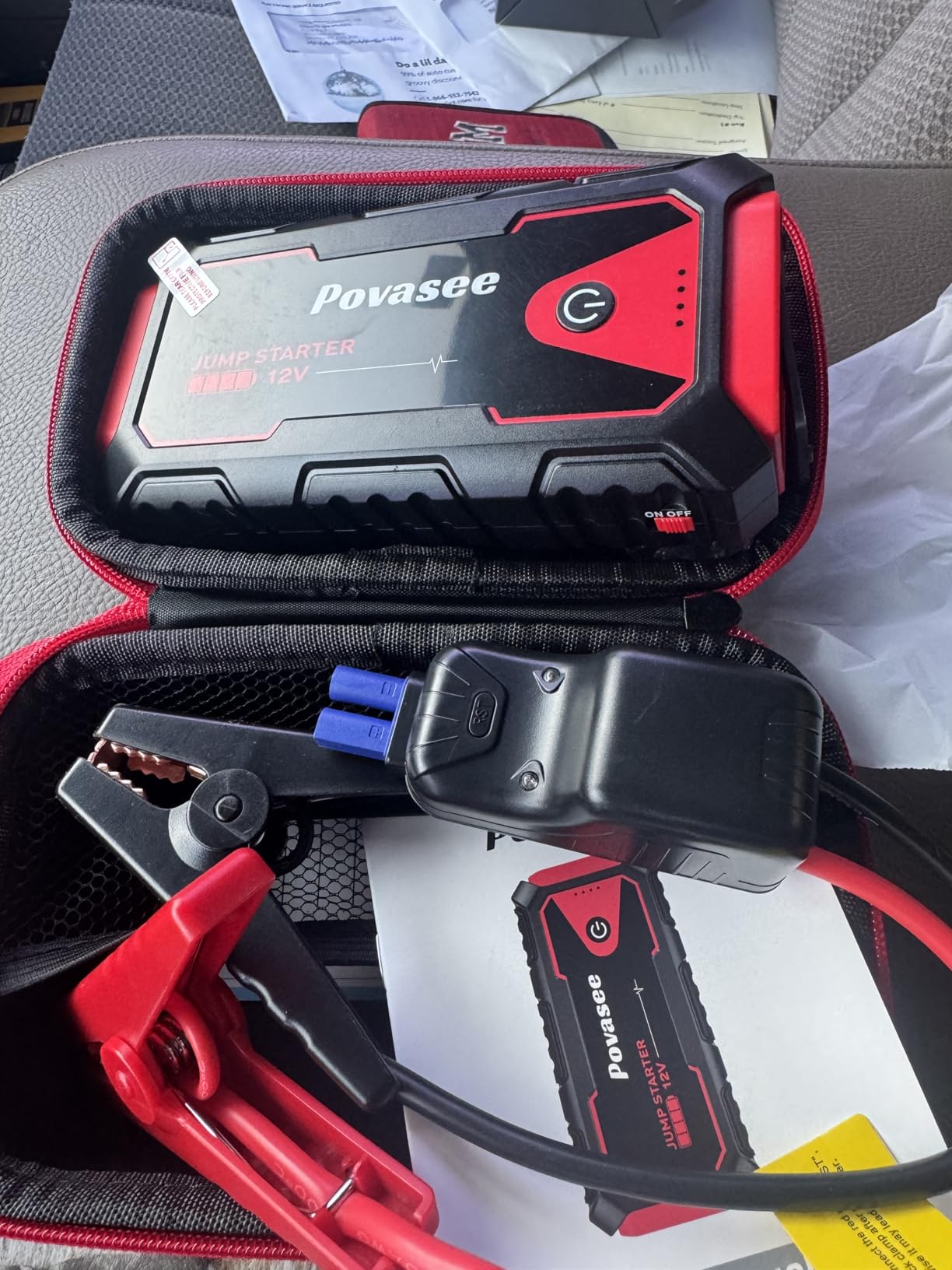 Povasee Jump Starter 5000A Car Jumper Starter, Model A30 12V Jump Box for Car Battery up to 10L Gas or 8L Diesel Engine Battery Jumper Starter Portable with USB Dual Output/LED Light/Storage Case customer photo 1