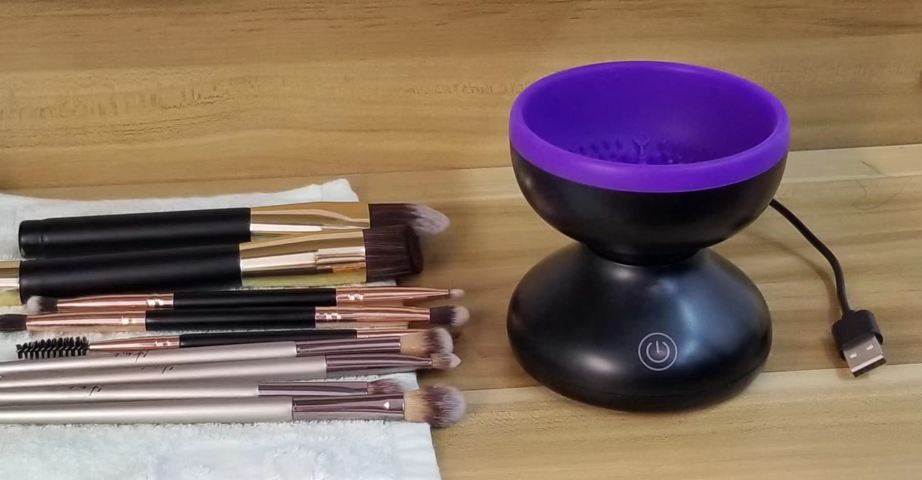 Luxiv Electric Makeup Brush Cleaner, Automatic Brush Washer Machine, Pink customer photo 1