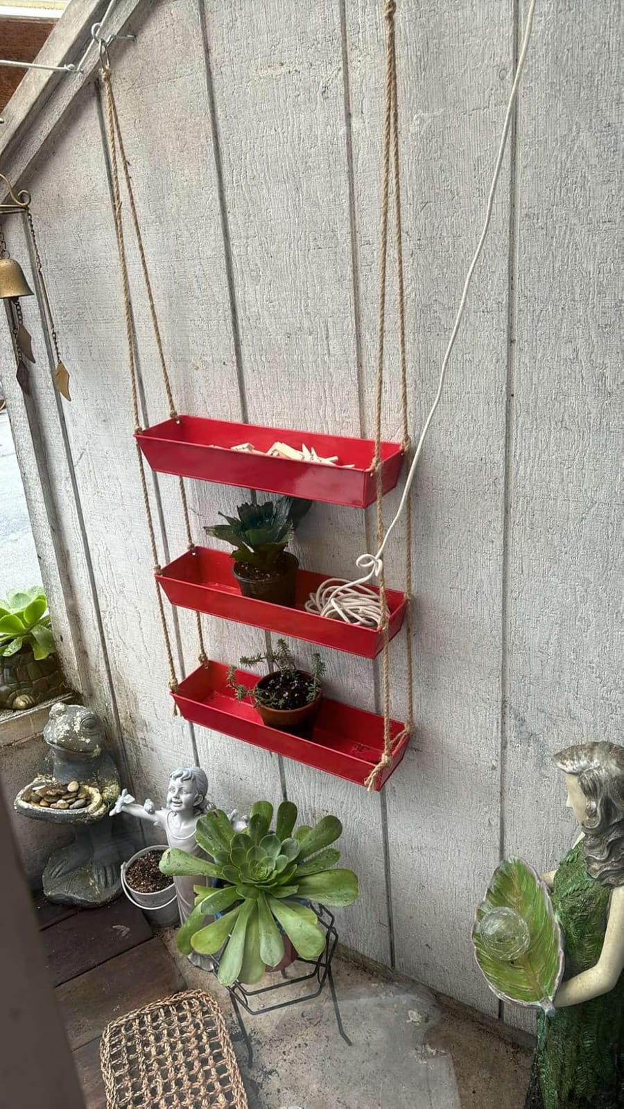 LaLaGreen Boho Wall Planter (16 in, 3 Tier) White Succulent Herb Garden customer photo 2