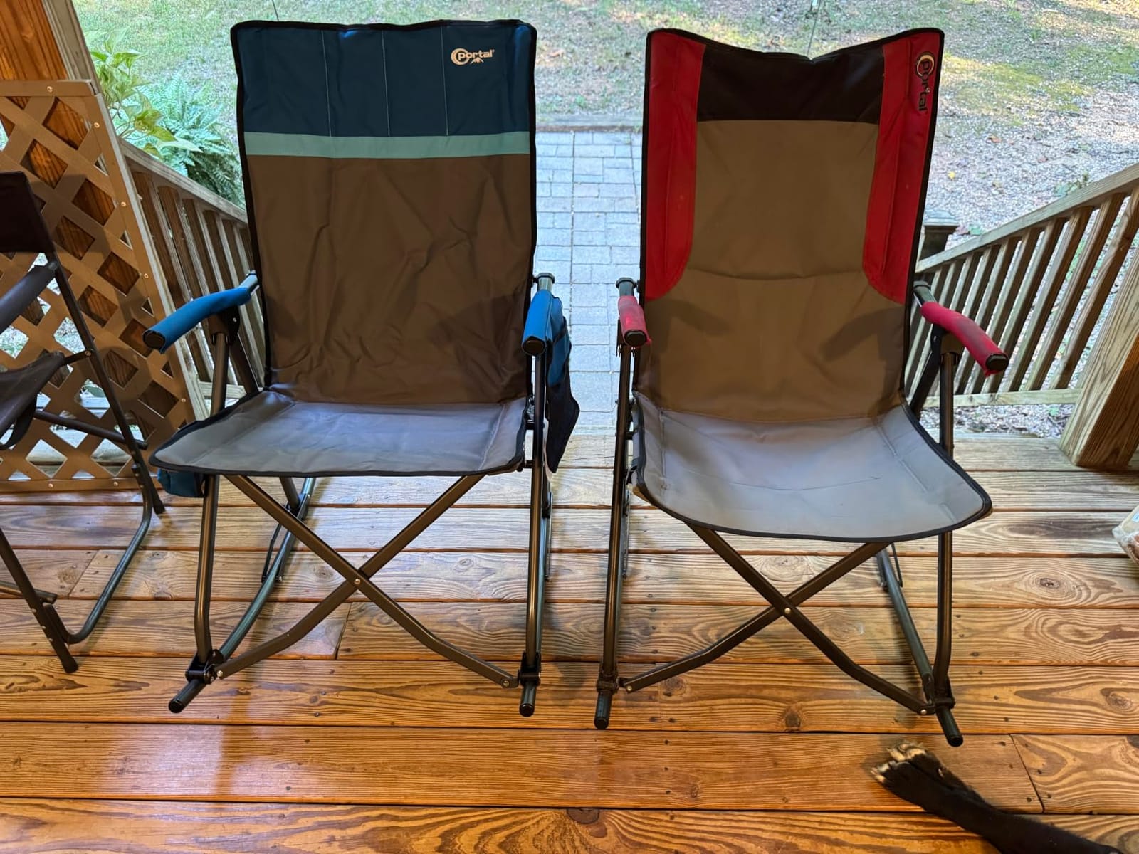 Portal Oversized Folding Rocking Camping Chair Portable Outdoor Rocker with High Back Hard Armrests Carry Bag, Supports 400 lbs, Padded Back, Grey&Blue customer photo 1