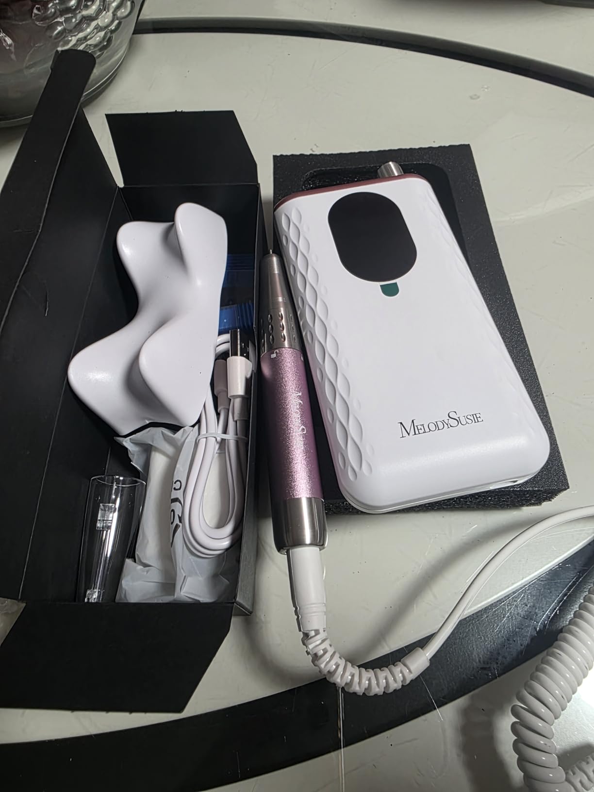 MelodySusie Clip-On Cordless Nail Drill 35,000 RPM MM400D for Nail Tech | 15+ Battery Life, 400 gf-cm Torque, Low Heat & Vibration, Gem-Cut Design, Acrylic & Gel Removal, for Home & Salon Use customer photo 2