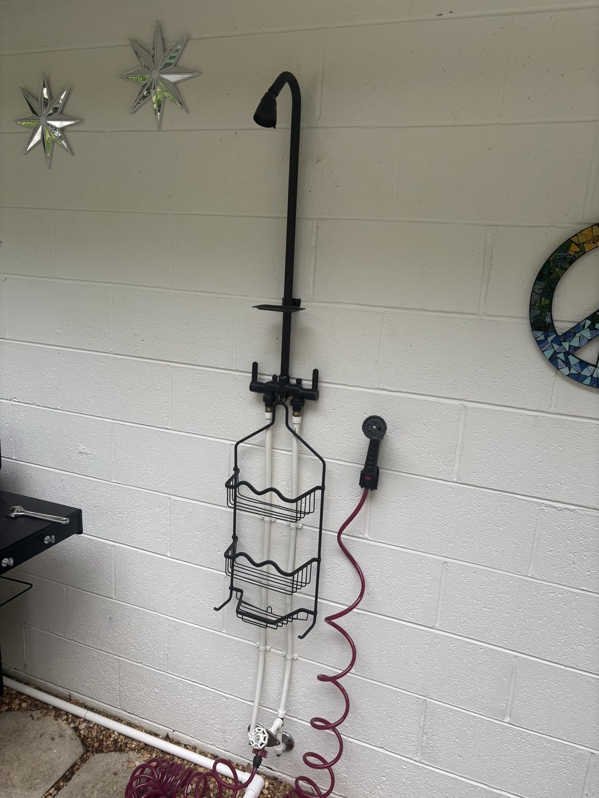 Aolemi Outdoor Shower Kit, Downward-Facing Inlets, Brushed Nickel customer photo 2