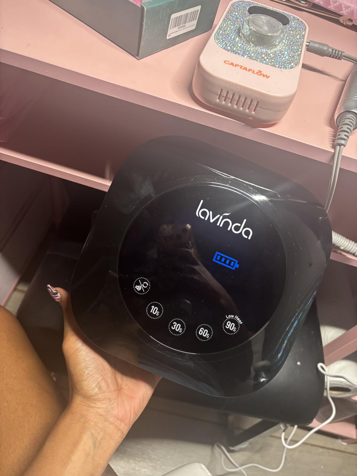 Lavinda UV Light for Gel Nails, Cordless Nail Lamp 54W Nail Dryer White customer photo 1