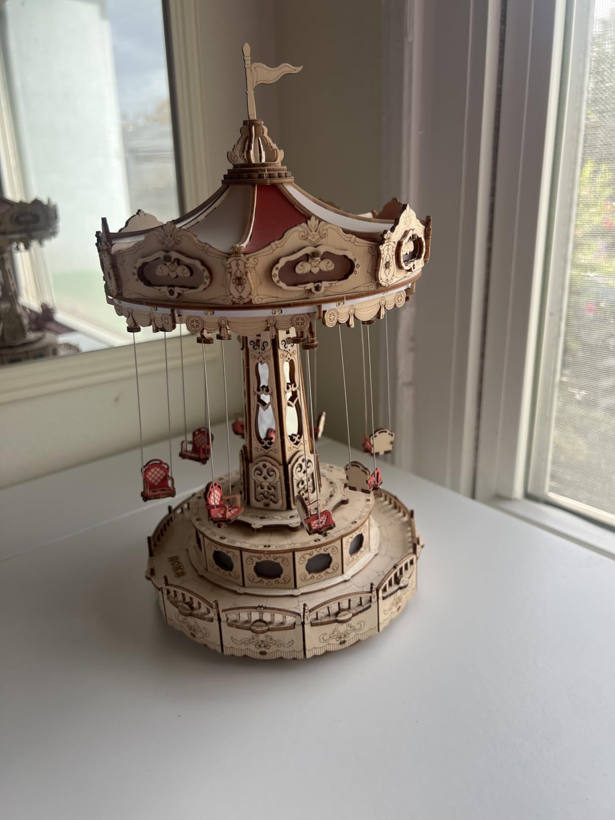 ROKR 3D Puzzles Wooden Music Box Kit with LED, Rotating Swing Ride Mechanical Model Kit DIY Wood Craft Hobbies Kit for Adults Birthday customer photo 2