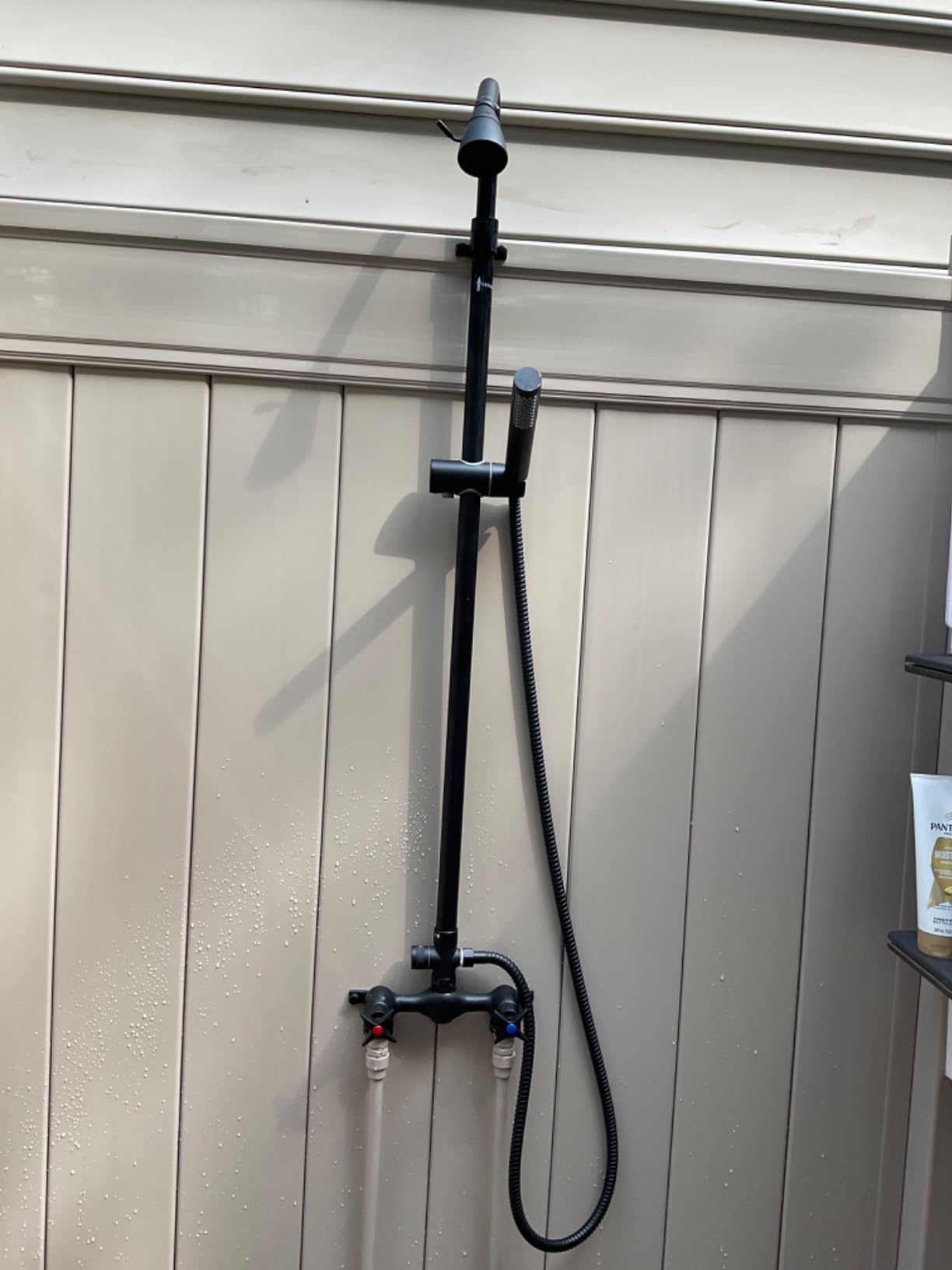Aolemi Outdoor Shower Kit with Handheld, Round Rain Shower, Brushed Nickel | 2-Handle Hot and Cold Control, Adjustable Height, 6-Inch Center Valve, 59-Inch Hose, Winter Drainage Outdoor Shower Fixtures customer photo 2