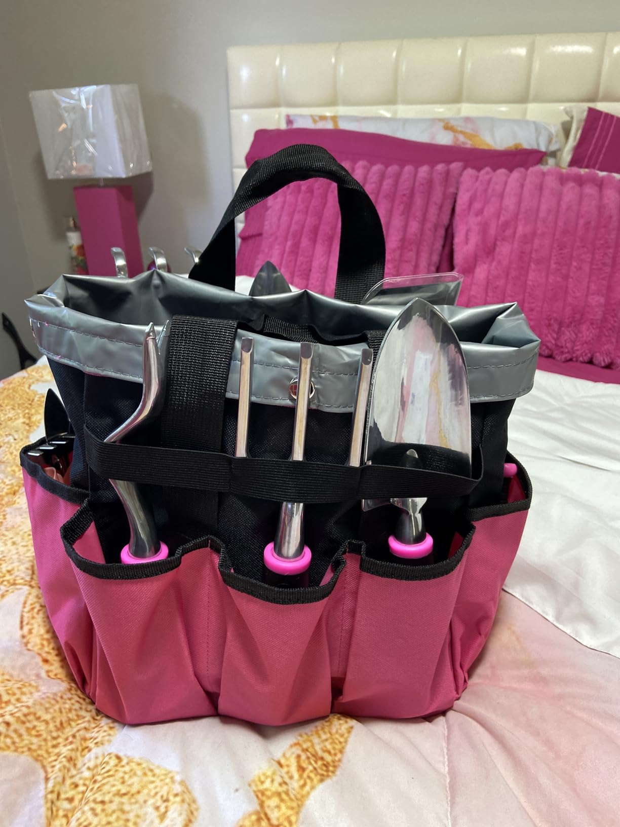Purple Garden Tool Set Gardening Items for Women - 11PCS Heavy Duty Garden Tools with Detachable Storage Bag, Weeder, Dual-Purpose Hoe customer photo 2