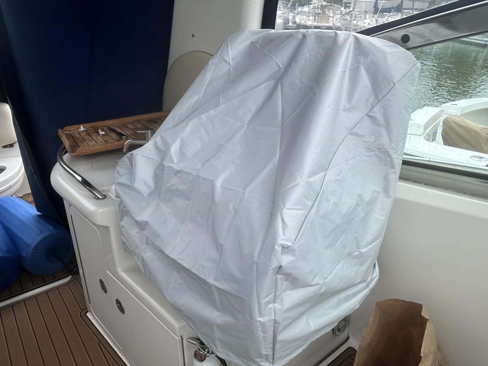 2 Pack Boat Seat Cover, Outdoor Waterproof Pontoon Captain Boat Bench Chair Cover, Chair Protective Covers, Silver Grey customer photo 1
