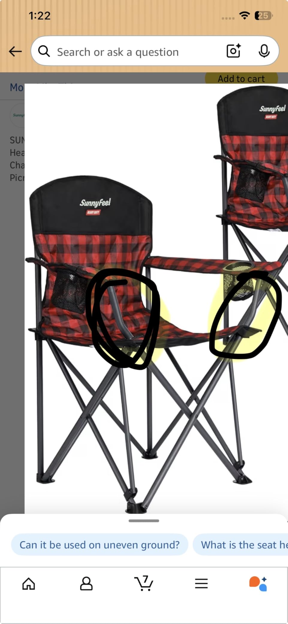 SUNNYFEEL XXL Oversized Camping Chair Heavy Duty 800 LBS for Big Tall People Padded Portable Folding Quad Lawn Chairs with Armrest Cup Holder & Pocket for Outdoor/Travel/Picnic/Camp/Sports customer photo 1