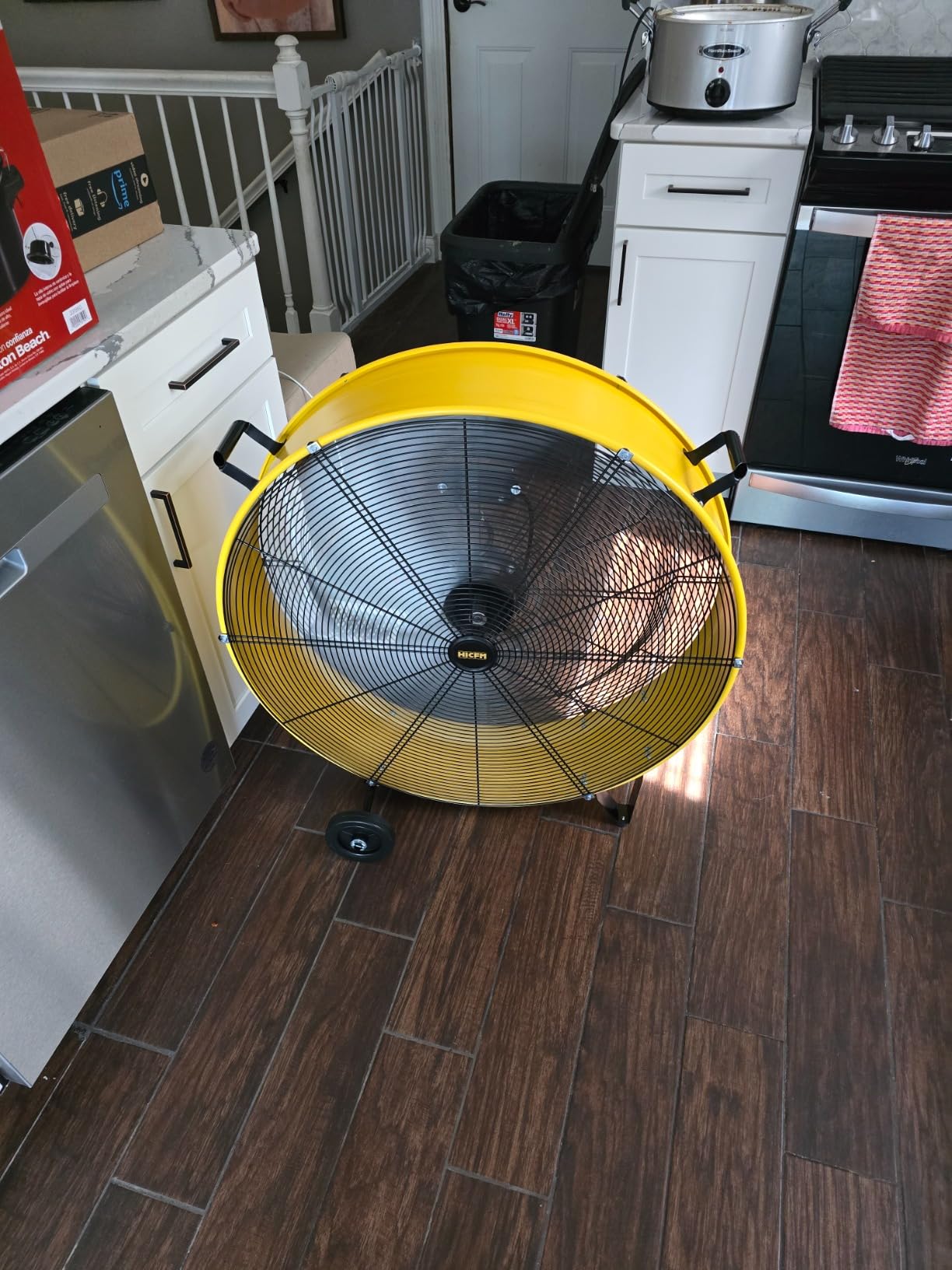 HiCFM 13000 CFM 30 inch Heavy Duty High Velocity Barrel Floor Drum Fan | Powerful 1/3HP Motor, 9ft Cord, 5in Solid Wheels for Workshop, Garage, Commercial or Industrial rooms - UL Safety Listed customer photo 2