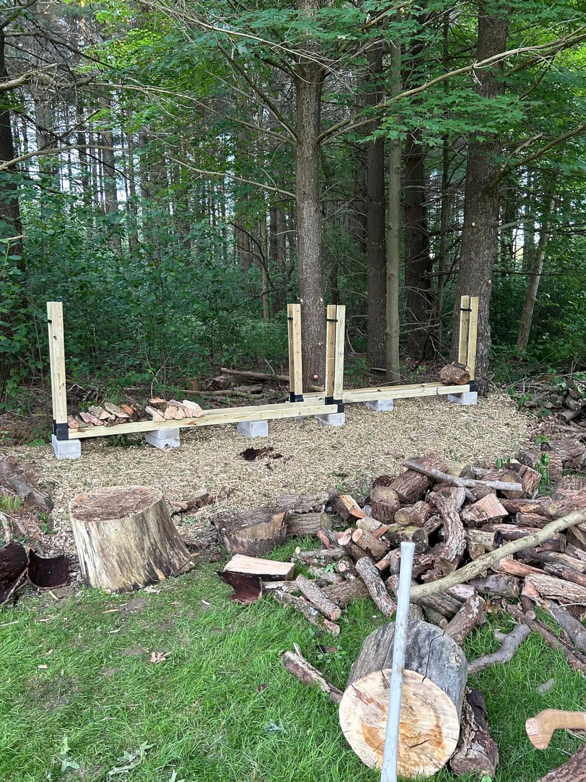 Outdoor Firewood Rack Brackets Kit for Fire Wood Pile Storage, Adjustable log stacking Stand Holder for 2x4 lumber, Black, Set of 2 customer photo 1