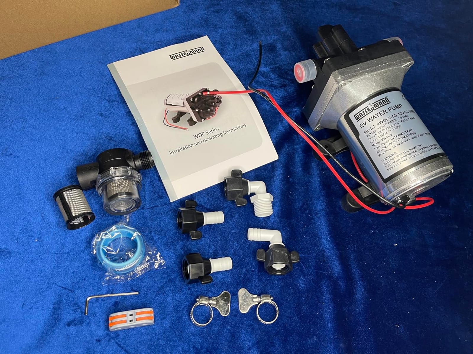 WASSERMANN RV Water Pump 12 Volt DC 5.0GPM 55PSI Replacement For 4008-101-A65 Water Pump Self Priming Diaphragm Pump with Pressure Switch for RV Kitchen Bathroom Marine Yacht Garden Camper Water Pumps customer photo 1