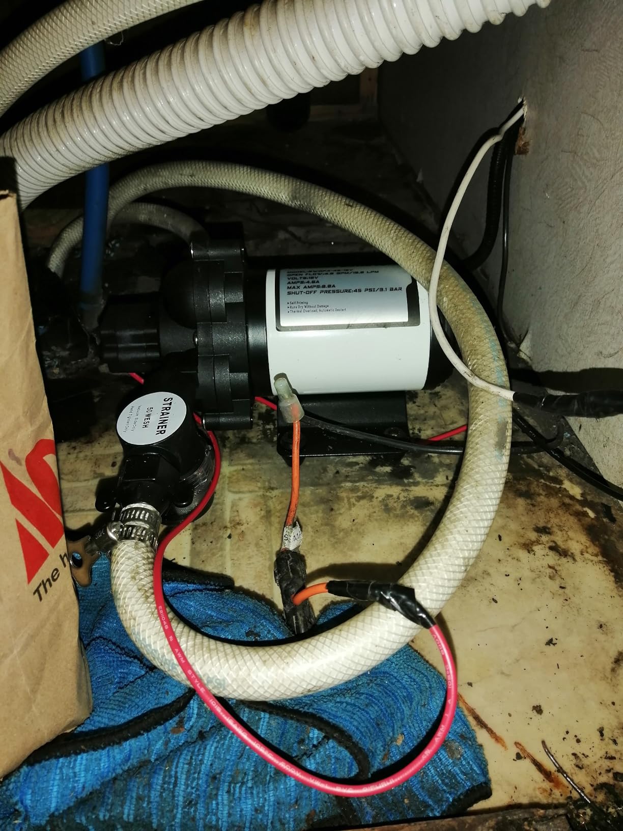 WASSERMANN RV Pump, 12V Self-priming RV Water Pressure Pump 4.0GPM 45PSI with Pressure Switch, for RV Marine Camping Yacht Garden, 12Volt DC Fresh Water Pumps RV Water Pump 2088-554-144 Replacement customer photo 2